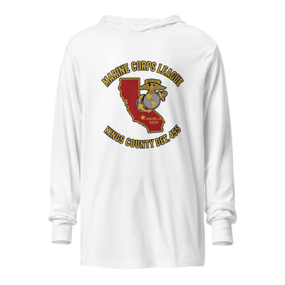 Performance | Hooded Long Sleeve T Shirt | Marine Corps League kings County Det 455 | Crest Logo
