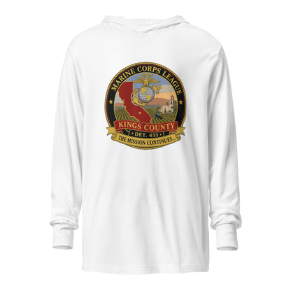Performance | Hooded Long Sleeve T Shirt | Marine Corps League kings County Det 455 | Shield Logo