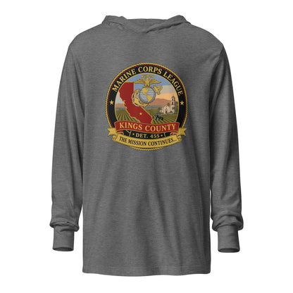 Performance | Hooded Long Sleeve T Shirt | Marine Corps League kings County Det 455 | Shield Logo