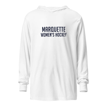 Performance | Hooded Long Sleeve T Shirt | Marquette University Women's Hockey | Collegiate Front Logo