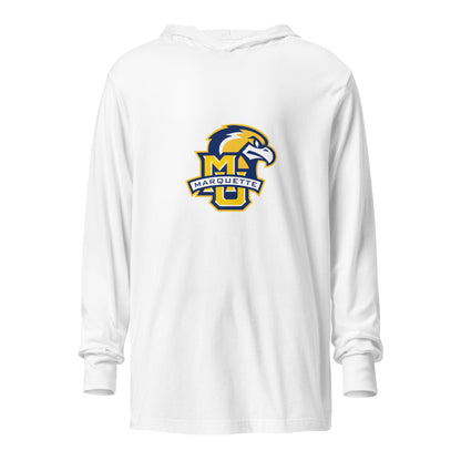 Performance | Hooded Long Sleeve T Shirt | Marquette University Women's Hockey | Eagle Crest Logo