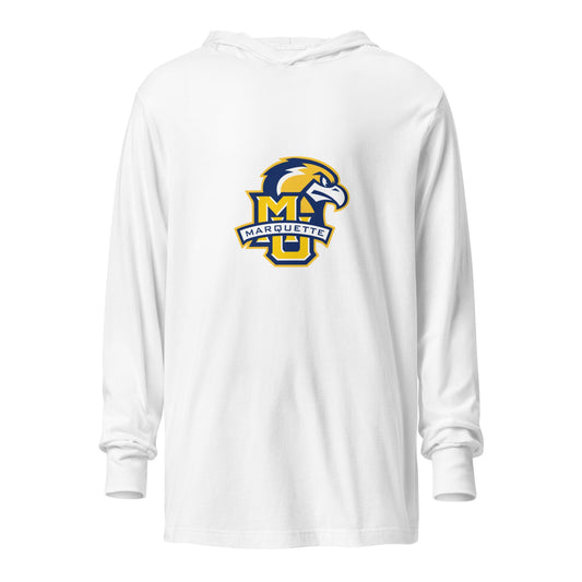 Performance | Hooded Long Sleeve T Shirt | Marquette University Women's Hockey | Eagle Crest Logo