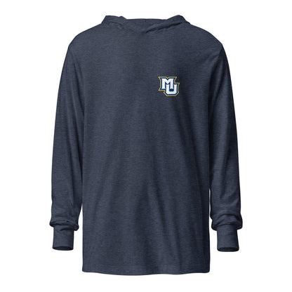 Performance | Hooded Long Sleeve T Shirt | Marquette University Women's Hockey | MU Mark Backprint Logo