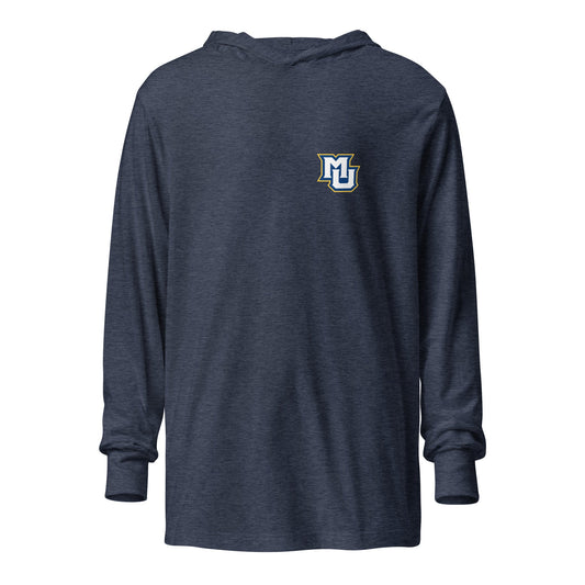 Performance | Hooded Long Sleeve T Shirt | Marquette University Women's Hockey | MU Mark Backprint Logo