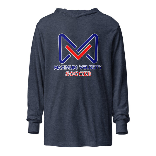 Performance | Hooded Long Sleeve T Shirt | Maximum Velocity Youth Sports | Crest Logo