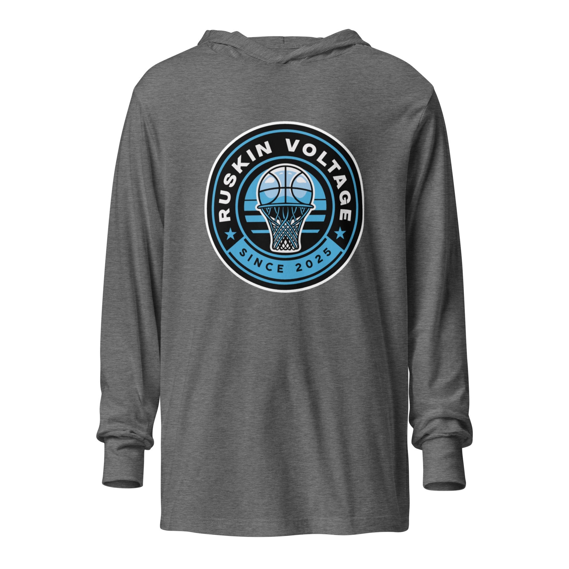 Performance | Hooded Long Sleeve T Shirt | Maximum Voltage Athletics District | Hoop Crest Logo