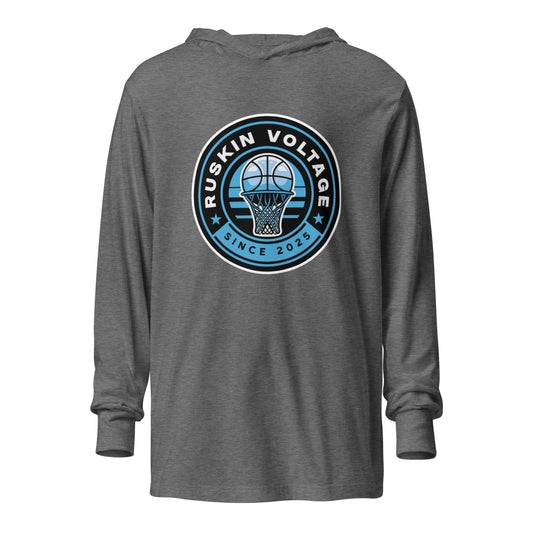 Performance | Hooded Long Sleeve T Shirt | Maximum Voltage Athletics District | Hoop Crest Logo