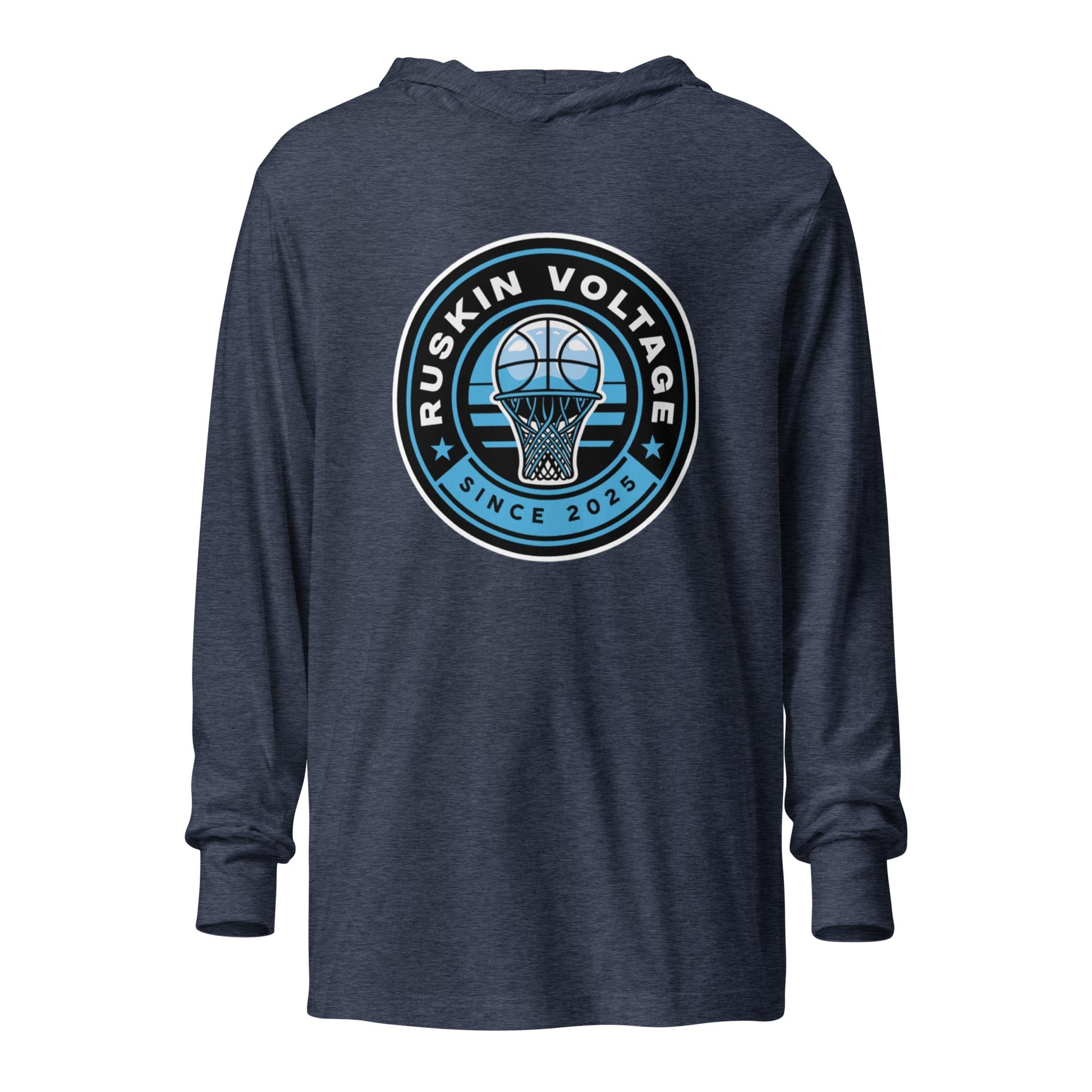 Performance | Hooded Long Sleeve T Shirt | Maximum Voltage Athletics District | Hoop Crest Logo