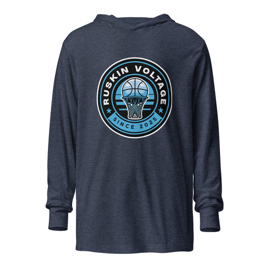 Performance | Hooded Long Sleeve T Shirt | Maximum Voltage Athletics District | Hoop Crest Logo