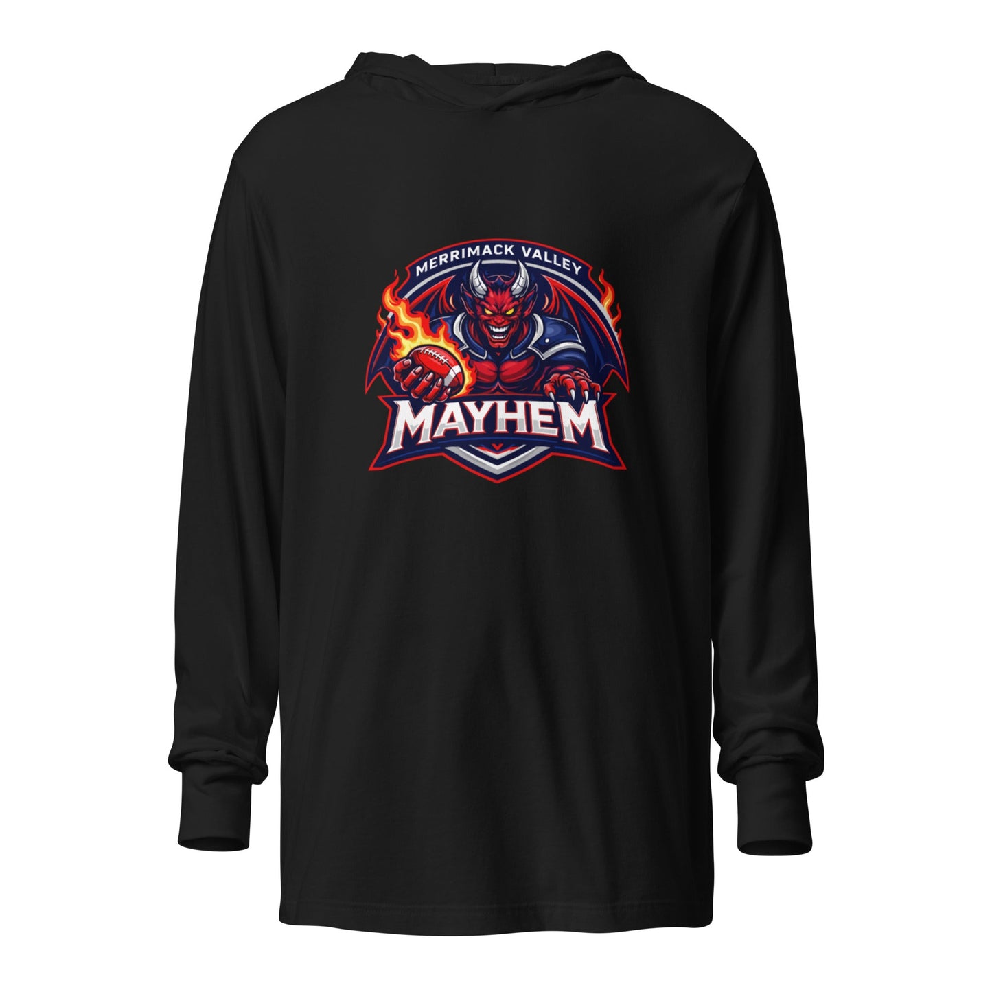 Performance | Hooded Long Sleeve T Shirt | Merrimack Valley Mayhem | Overlord Crest Logo