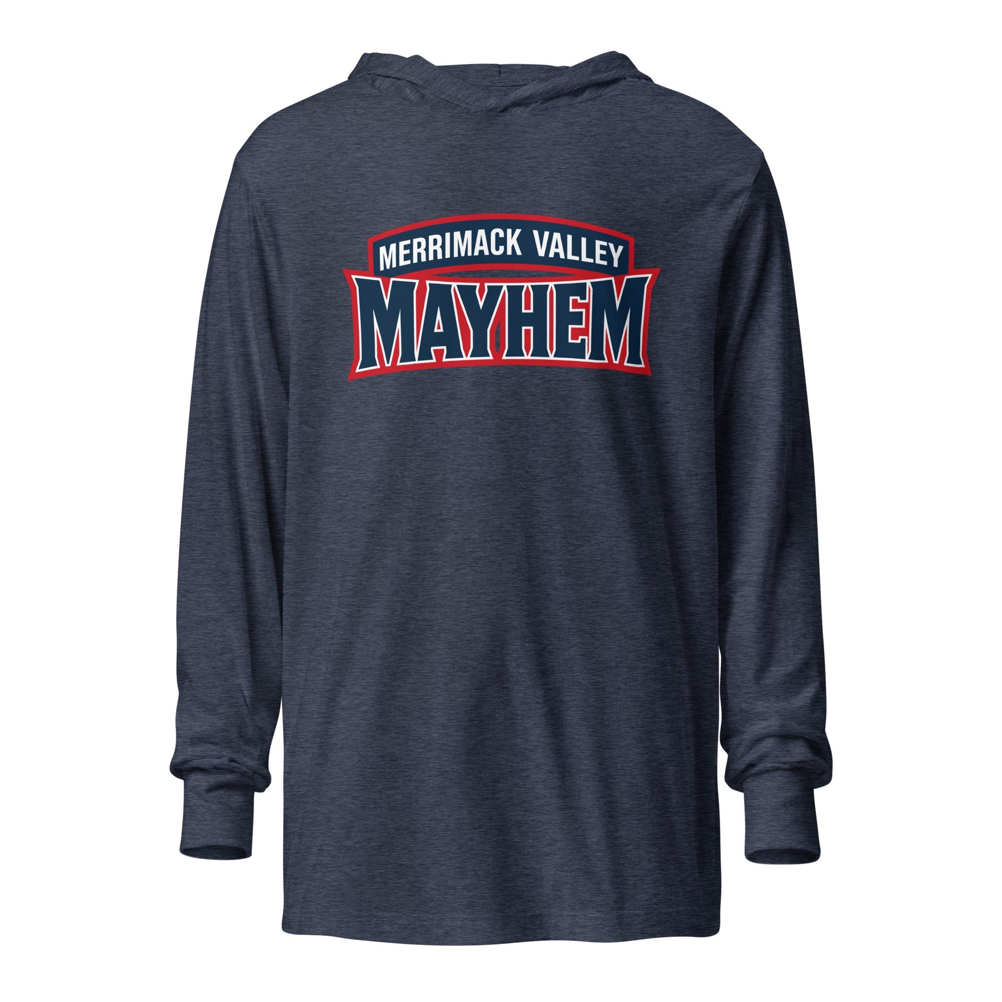 Performance | Hooded Long Sleeve T Shirt | Merrimack Valley Mayhem | Script Logo