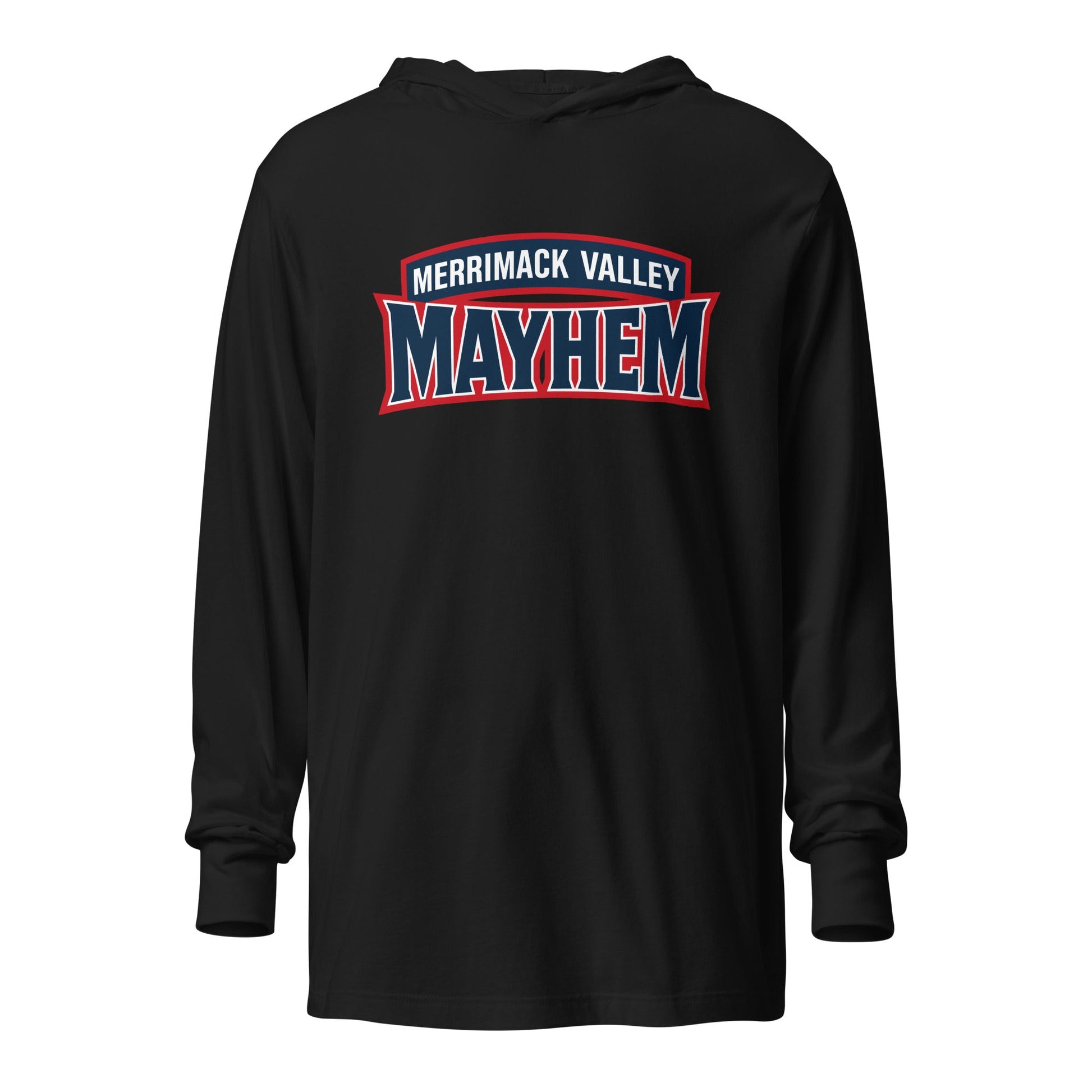 Performance | Hooded Long Sleeve T Shirt | Merrimack Valley Mayhem | Script Logo