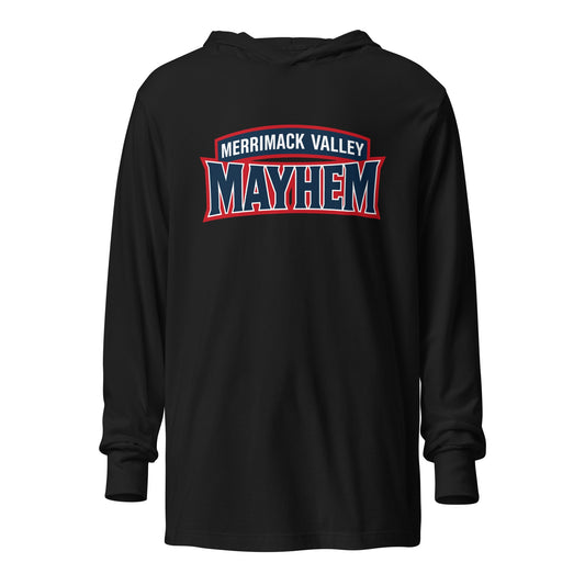 Performance | Hooded Long Sleeve T Shirt | Merrimack Valley Mayhem | Script Logo