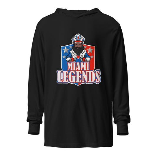 Performance | Hooded Long Sleeve T Shirt | Miami Legends Football | King Shield Logo
