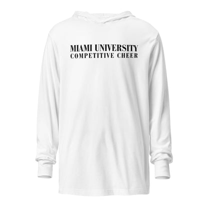 Performance | Hooded Long Sleeve T Shirt | Miami University Competitive Cheer Team | Alt Logo