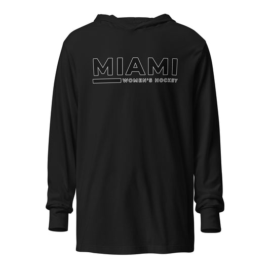 Performance | Hooded Long Sleeve T Shirt | Miami Women's Hockey | Lettermark Logo