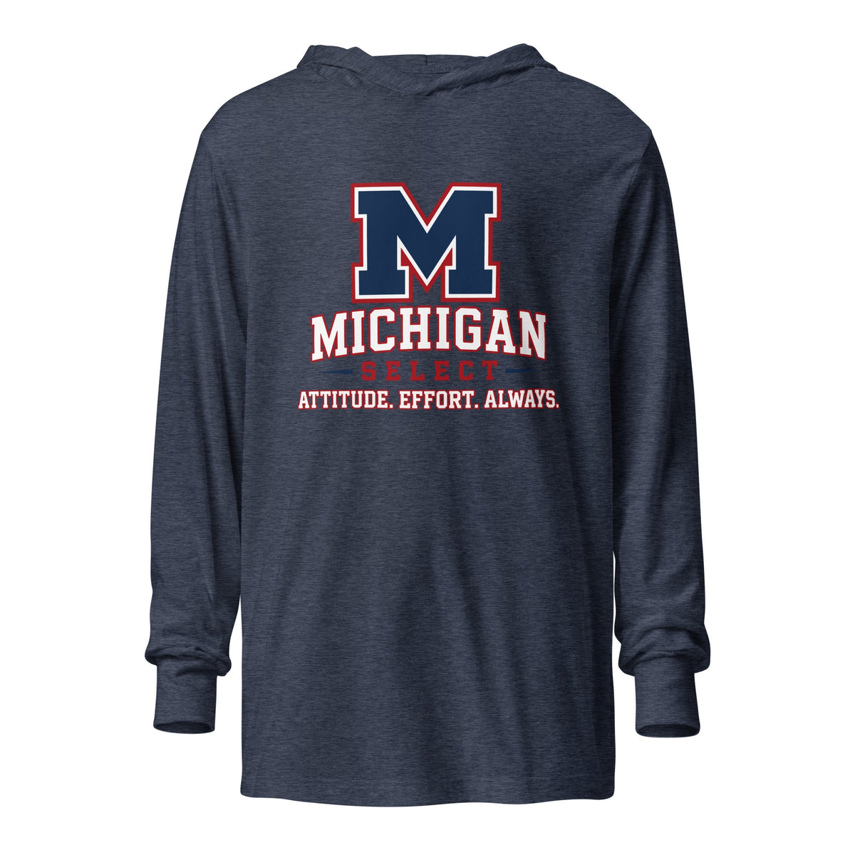 Performance | Hooded Long Sleeve T Shirt | Michigan Select Baseball | Crest Logo