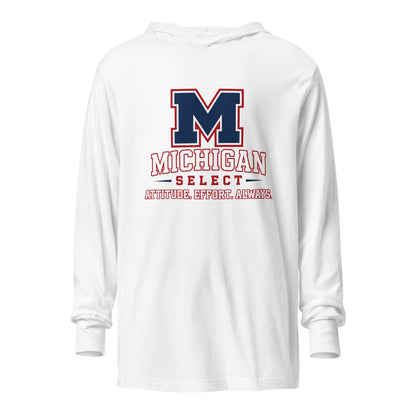 Performance | Hooded Long Sleeve T Shirt | Michigan Select Baseball | Crest Logo