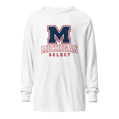 Performance | Hooded Long Sleeve T Shirt | Michigan Select Baseball | Emblem Logo