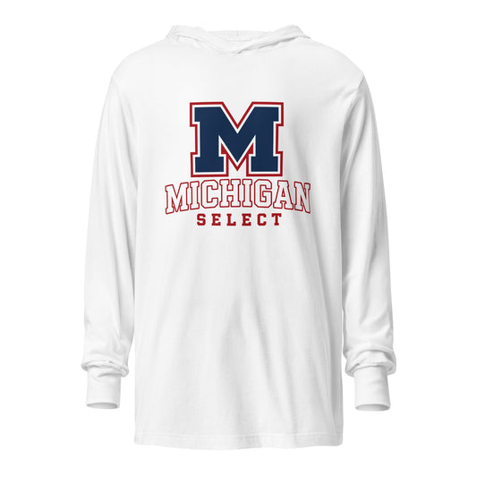 Performance | Hooded Long Sleeve T Shirt | Michigan Select Baseball | Emblem Logo
