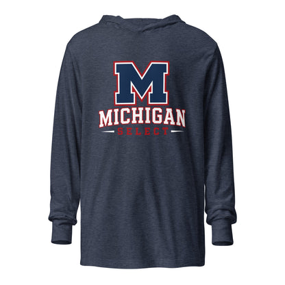 Performance | Hooded Long Sleeve T Shirt | Michigan Select Baseball | Emblem Logo