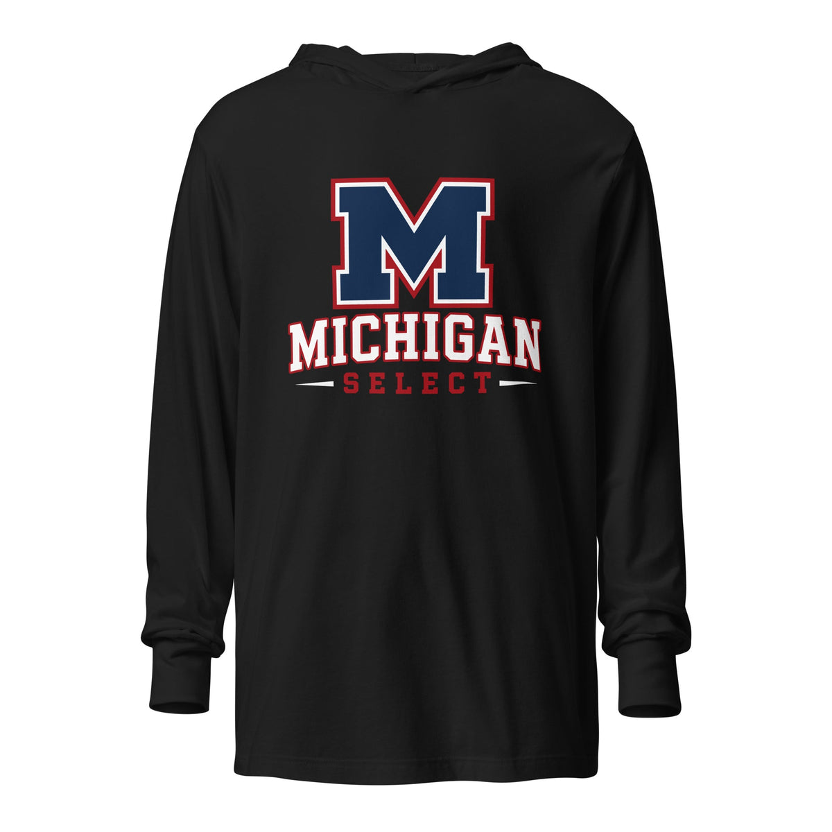 Performance | Hooded Long Sleeve T Shirt | Michigan Select Baseball | Emblem Logo