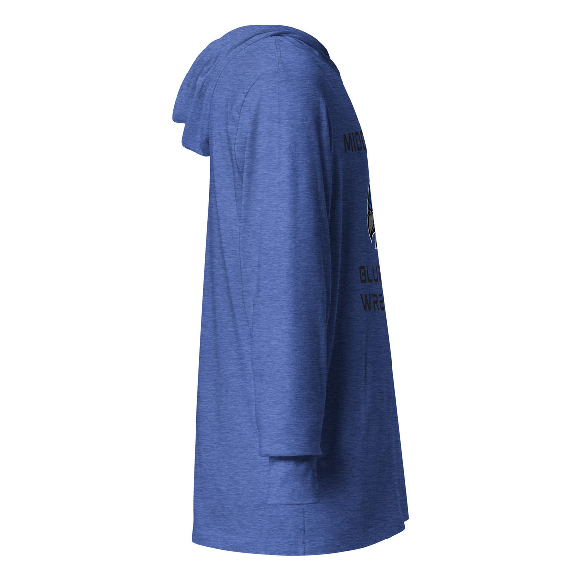 Performance | Hooded Long Sleeve T Shirt | Middlesex Bluejays Wrestling | Bluejays Logo