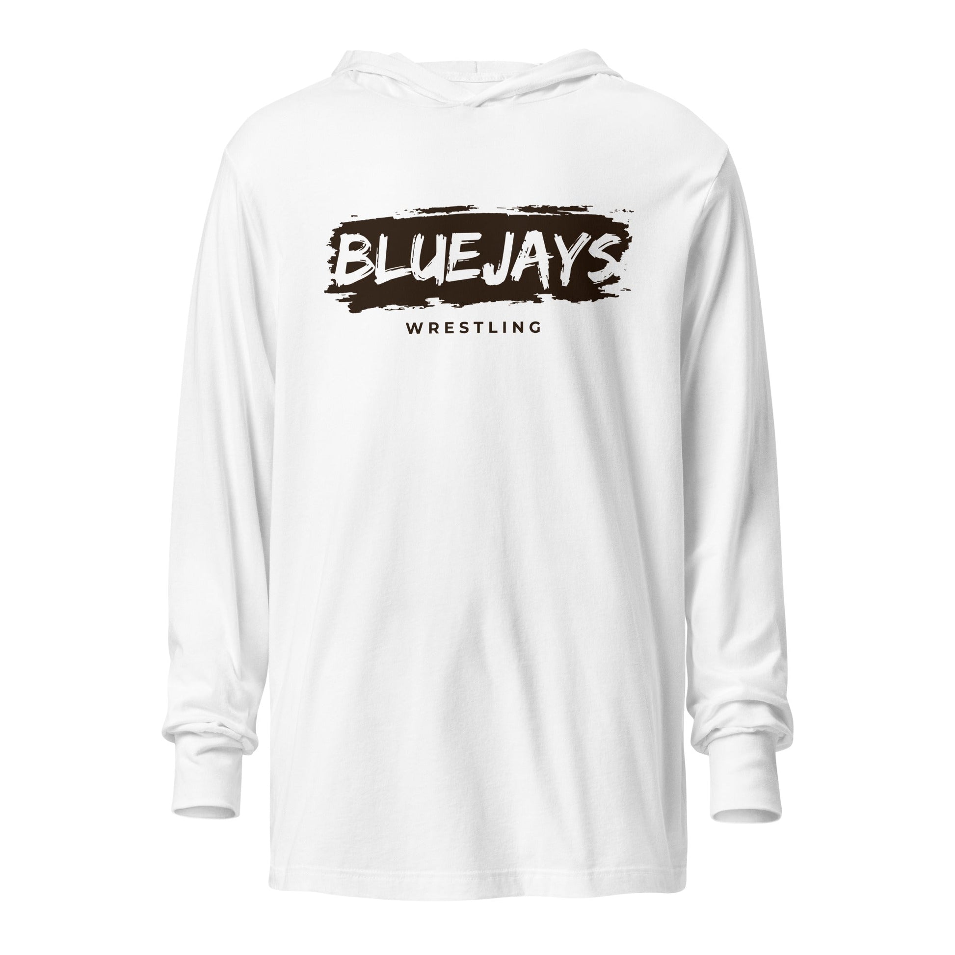 Performance | Hooded Long Sleeve T Shirt | Middlesex Bluejays Wrestling | Script Logo