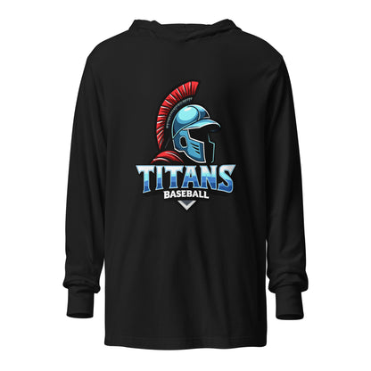 Performance | Hooded Long Sleeve T Shirt | Mighty Titans Baseball | Crest Logo