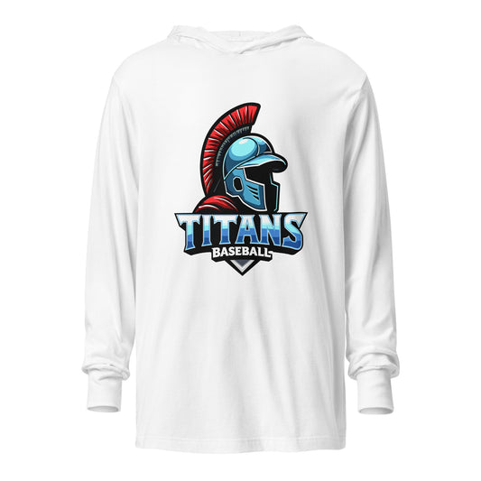 Performance | Hooded Long Sleeve T Shirt | Mighty Titans Baseball | Crest Logo