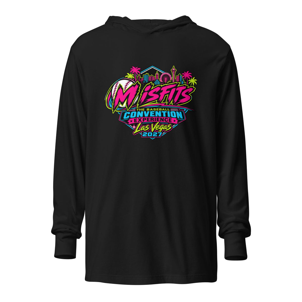 Performance | Hooded Long Sleeve T Shirt | Misfits Baseball | Crest Logo