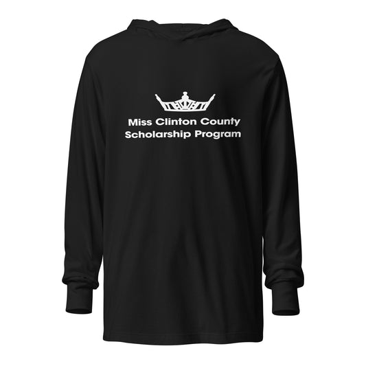 Performance | Hooded Long Sleeve T Shirt | Miss Clinton County Scholarship Program | Alt Logo