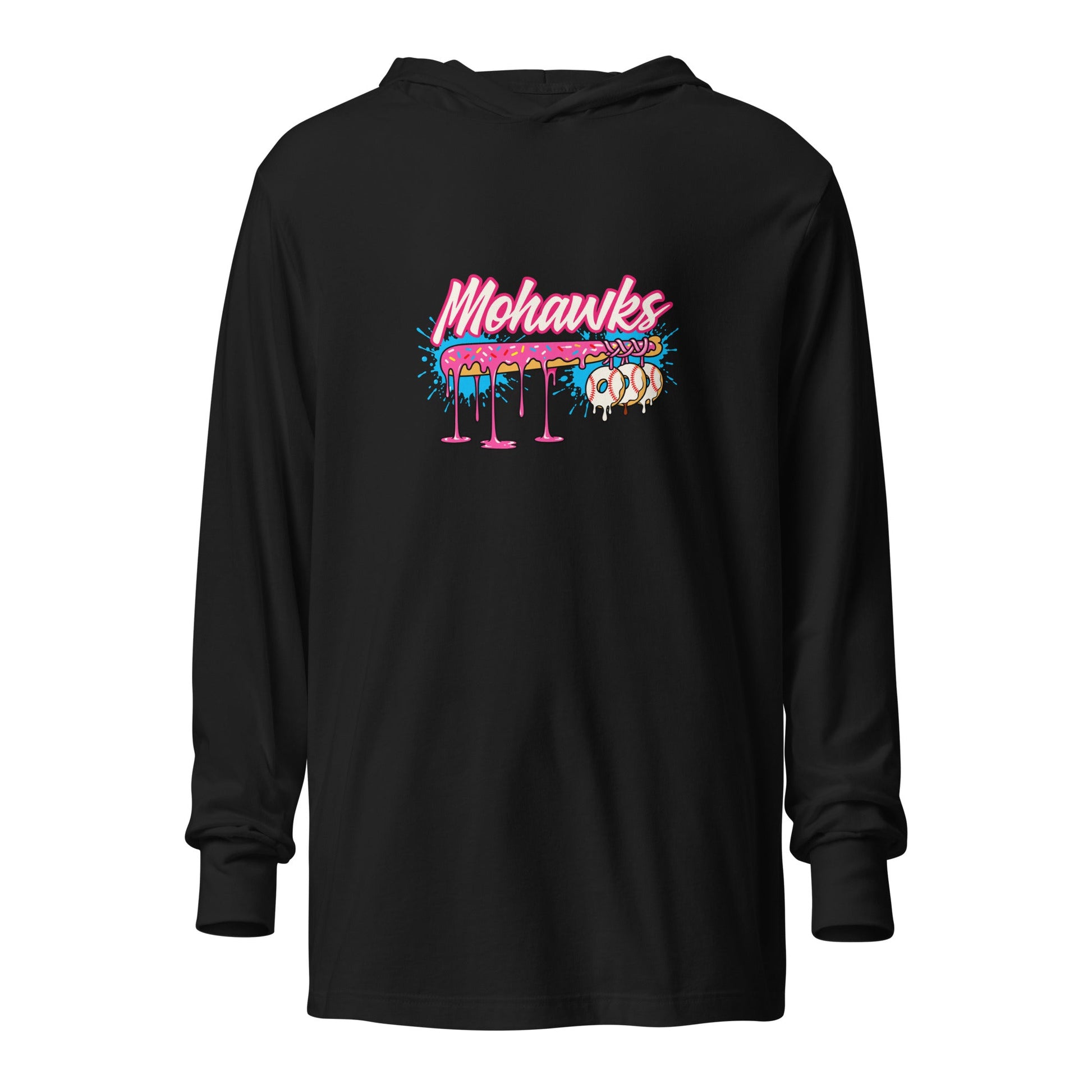 Performance | Hooded Long Sleeve T Shirt | Mohawks | Pink Batters Logo