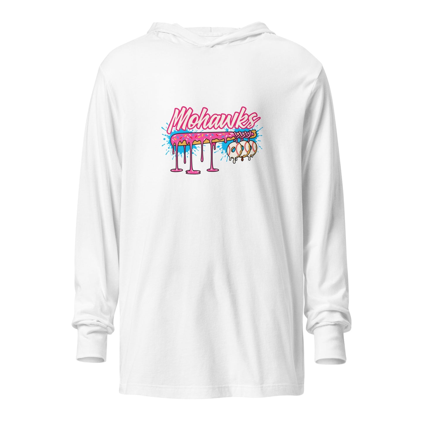 Performance | Hooded Long Sleeve T Shirt | Mohawks | Pink Batters Logo