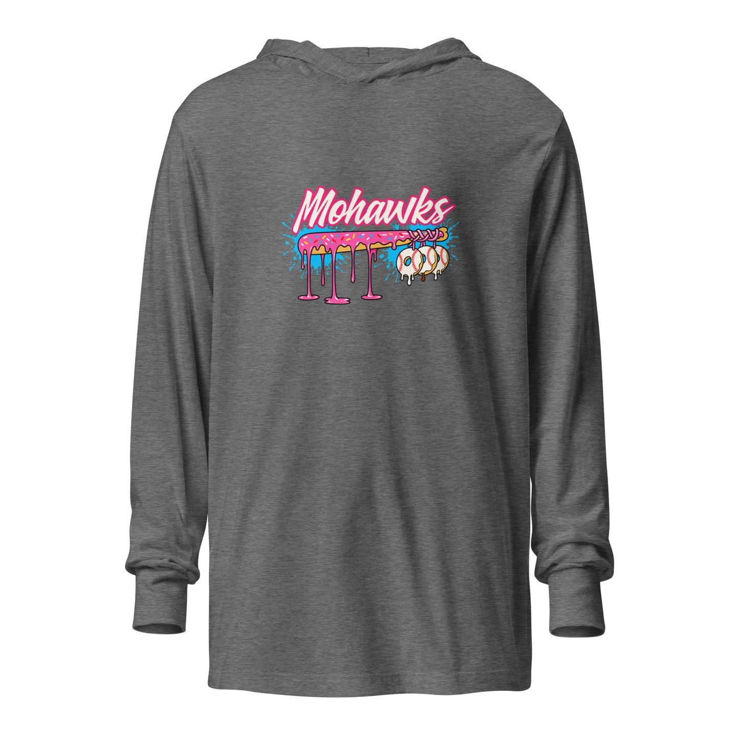 Performance | Hooded Long Sleeve T Shirt | Mohawks | Pink Batters Logo