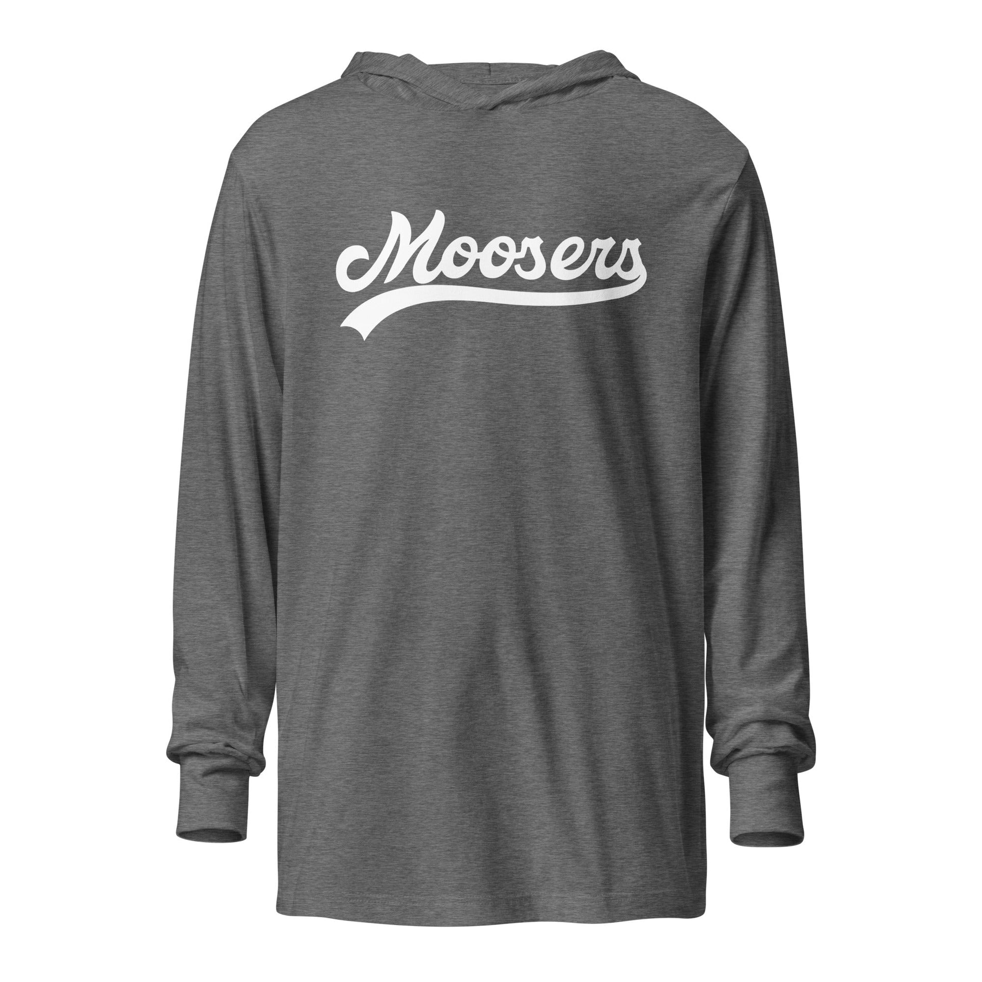 Performance | Hooded Long Sleeve T Shirt | Moosers | Athletic Script Logo
