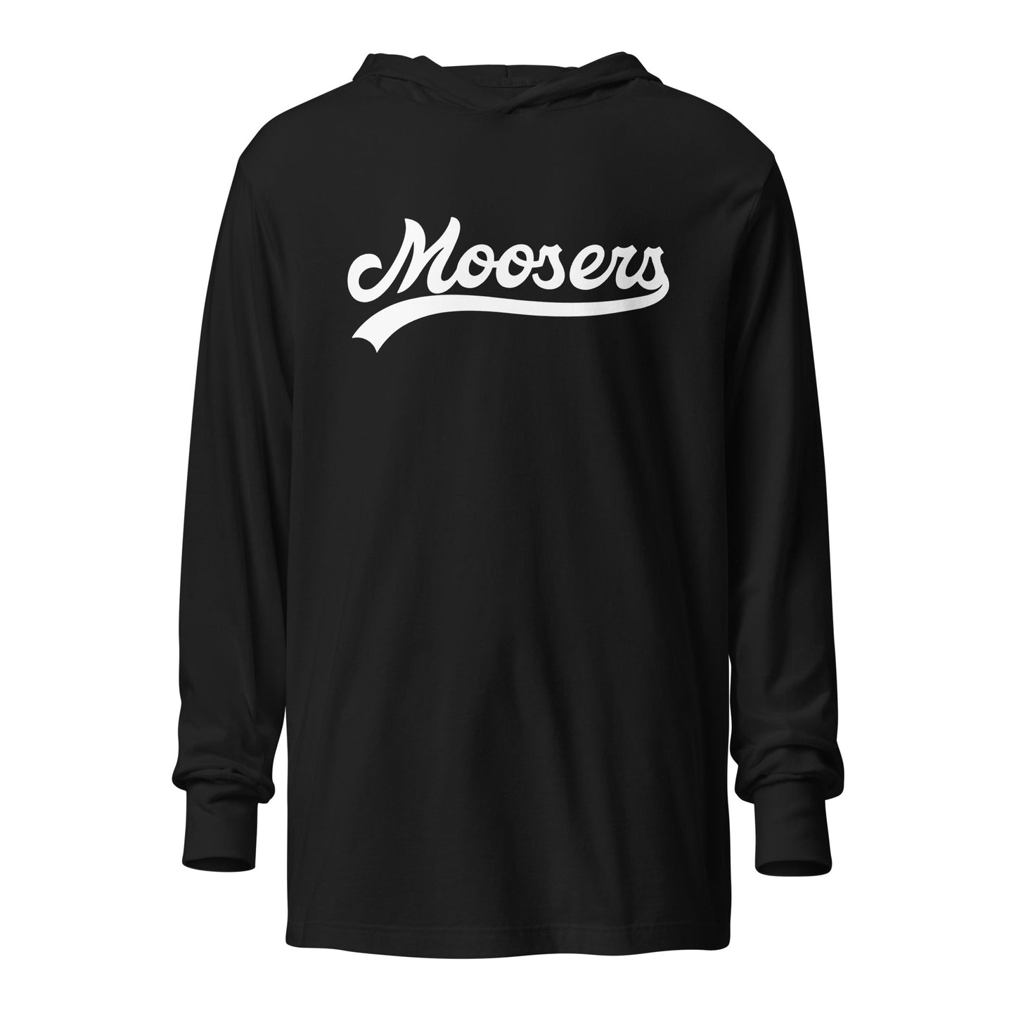Performance | Hooded Long Sleeve T Shirt | Moosers | Athletic Script Logo