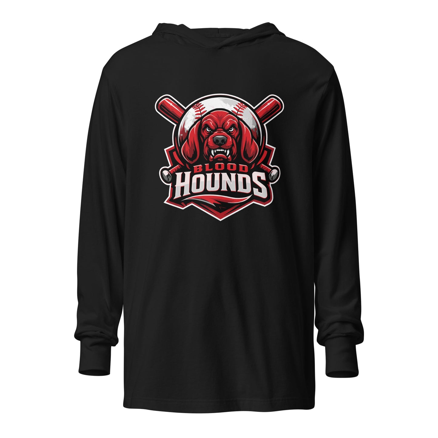 Performance | Hooded Long Sleeve T Shirt | Mountain House Bloodhounds | Blood Hounds Logo