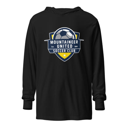 Performance | Hooded Long Sleeve T Shirt | Mountaineer United Soccer Club | Alpine Crest Logo