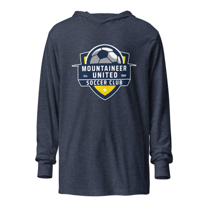 Performance | Hooded Long Sleeve T Shirt | Mountaineer United Soccer Club | Alpine Crest Logo