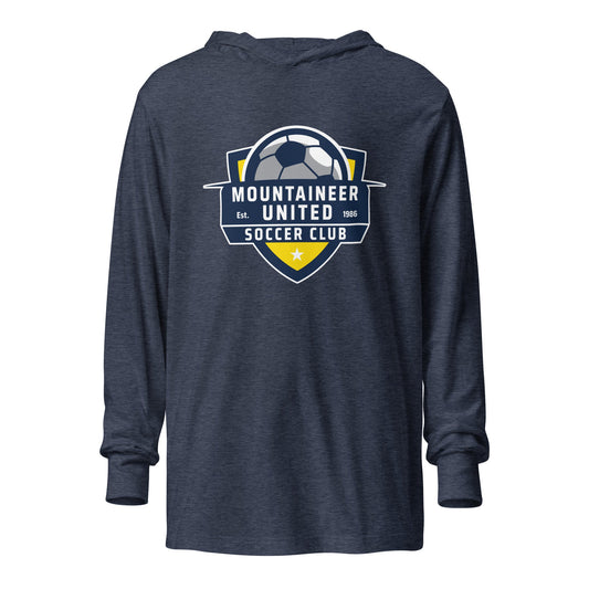 Performance | Hooded Long Sleeve T Shirt | Mountaineer United Soccer Club | Alpine Crest Logo