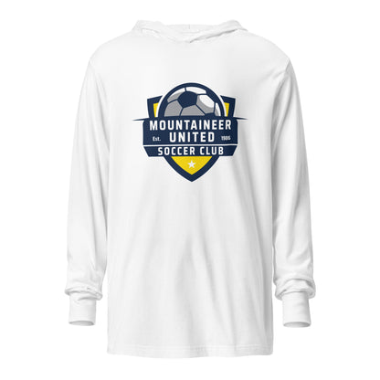 Performance | Hooded Long Sleeve T Shirt | Mountaineer United Soccer Club | Alpine Crest Logo