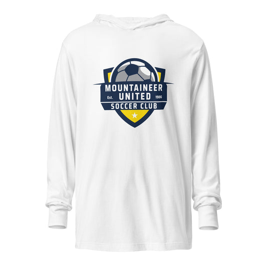 Performance | Hooded Long Sleeve T Shirt | Mountaineer United Soccer Club | Alpine Crest Logo