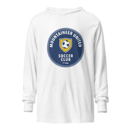 Performance | Hooded Long Sleeve T Shirt | Mountaineer United Soccer Club | Badge Logo