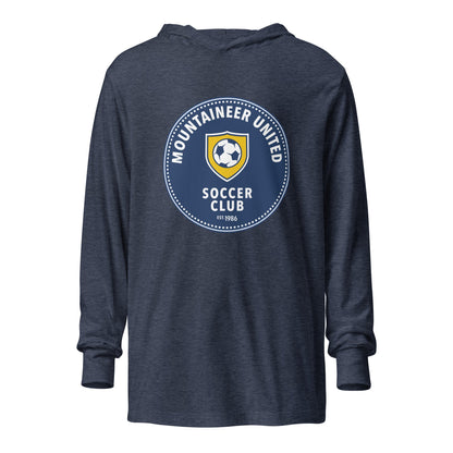 Performance | Hooded Long Sleeve T Shirt | Mountaineer United Soccer Club | Badge Logo