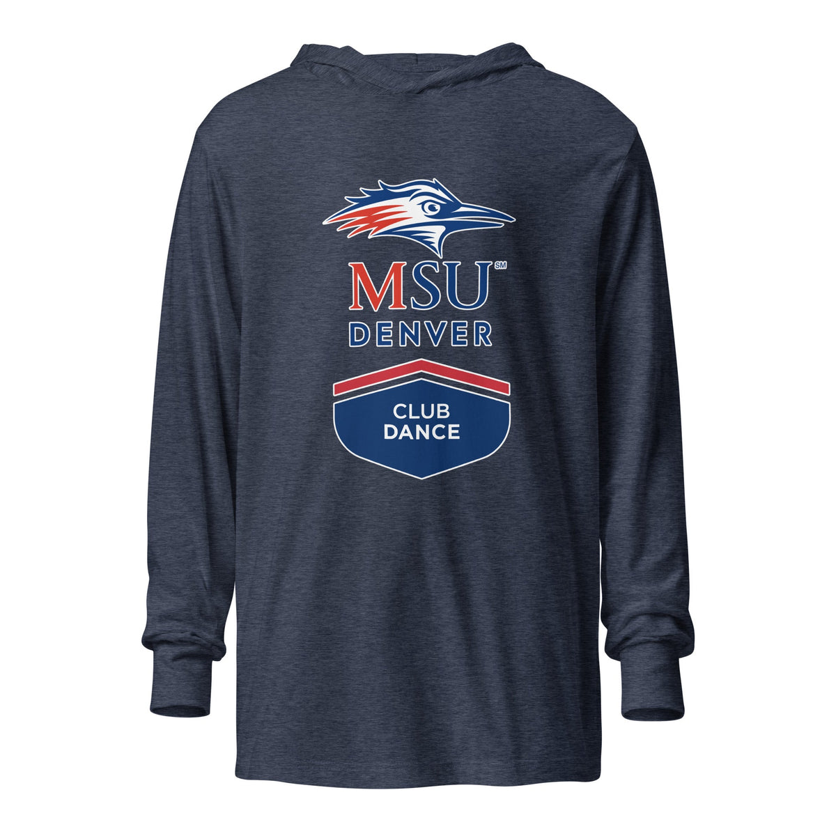 Performance | Hooded Long Sleeve T Shirt | MSU Denver Dance Team | Apex Logo
