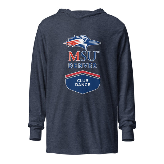 Performance | Hooded Long Sleeve T Shirt | MSU Denver Dance Team | Apex Logo