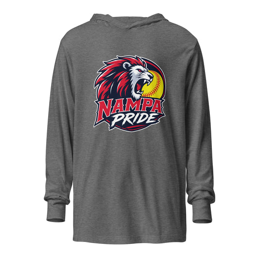 Performance | Hooded Long Sleeve T Shirt | Nampa Pride | Lion Crest Logo