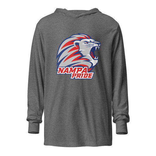 Performance | Hooded Long Sleeve T Shirt | Nampa Pride | Mascot Logo