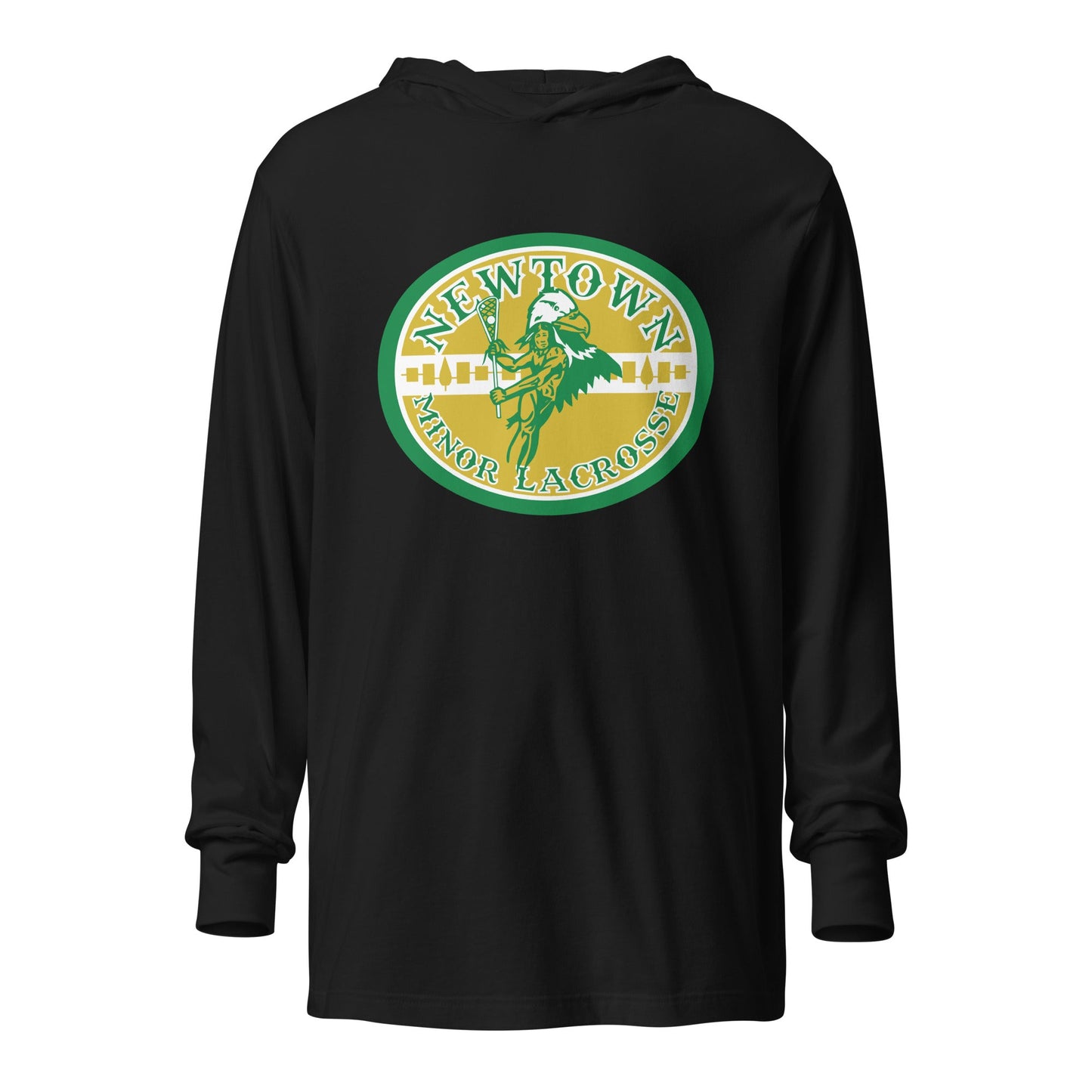 Performance | Hooded Long Sleeve T Shirt | Newtown Minor Lacrosse | Emblem Logo